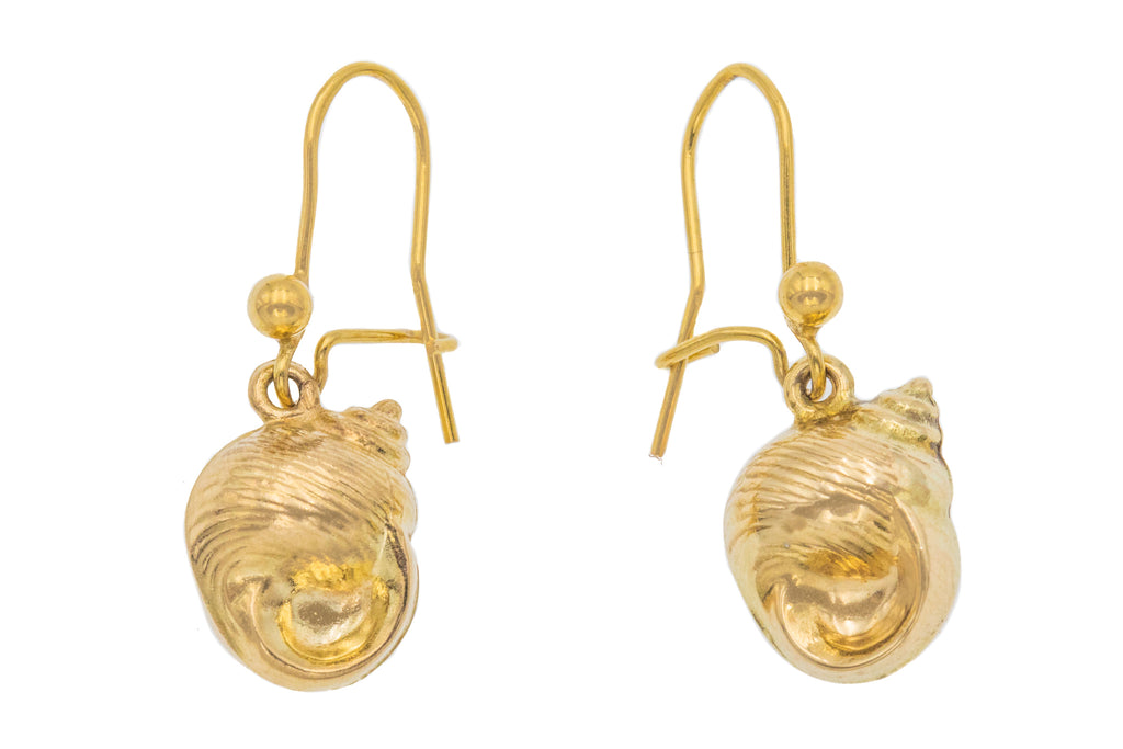 9ct Gold Shell Drop Earrings