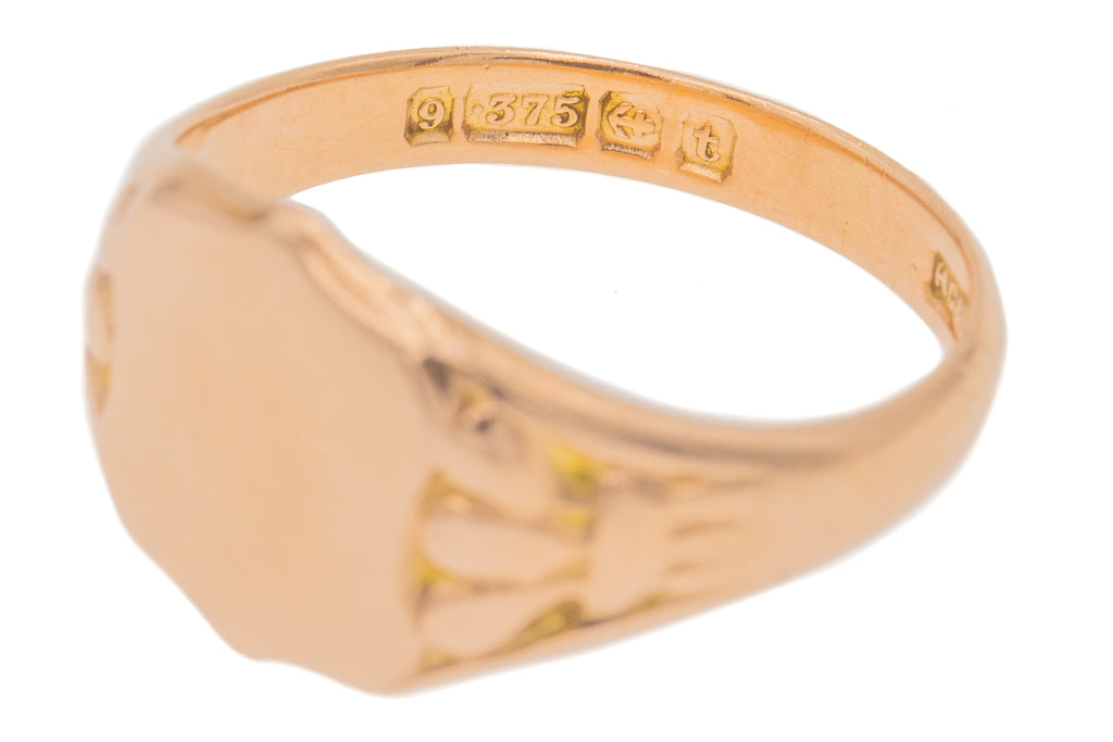 9ct Rose Gold 'Shield' Signet Ring