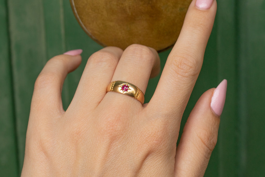 Victorian 18ct Gold Ruby 'Gypsy' Ring