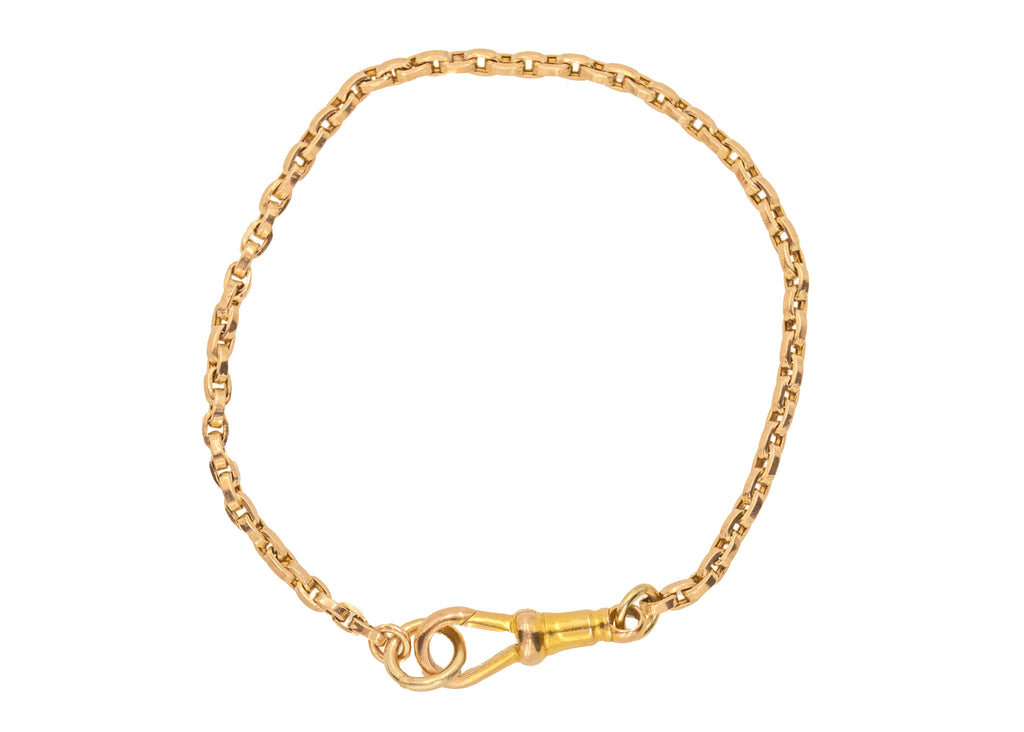 6.5" Antique 9ct Gold Belcher Bracelet with Dog Clip, 3.4g
