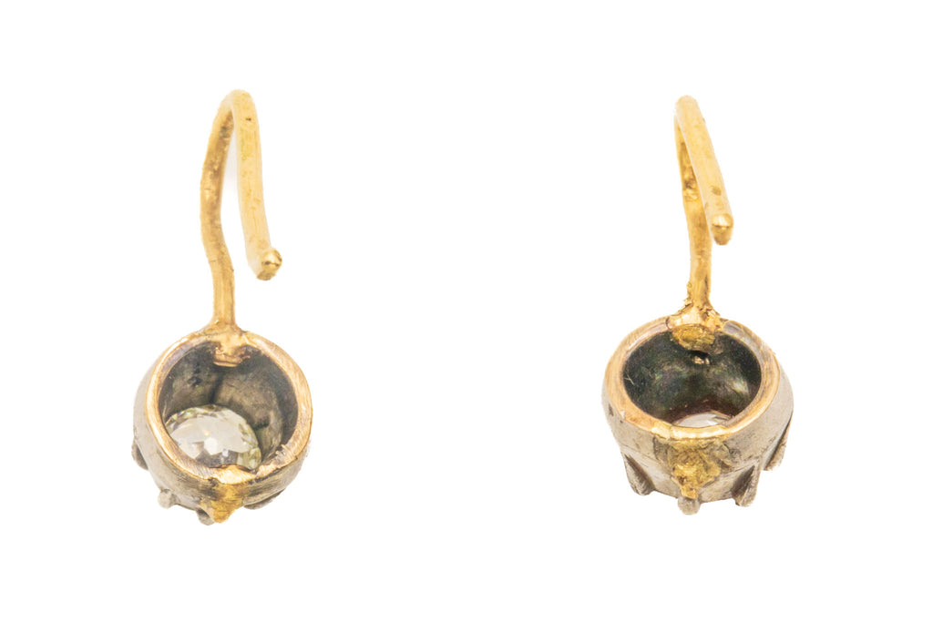 Victorian Old Mine Cut Diamond Drop Earrings, 0.45cts