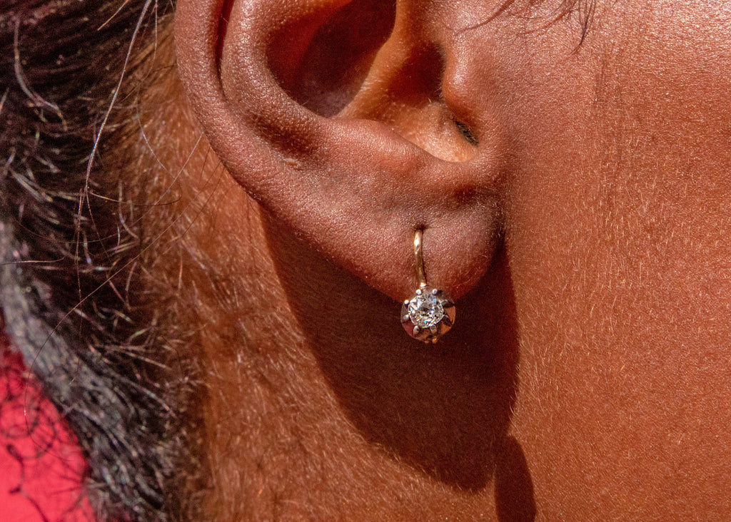 Victorian Old Mine Cut Diamond Drop Earrings, 0.45cts