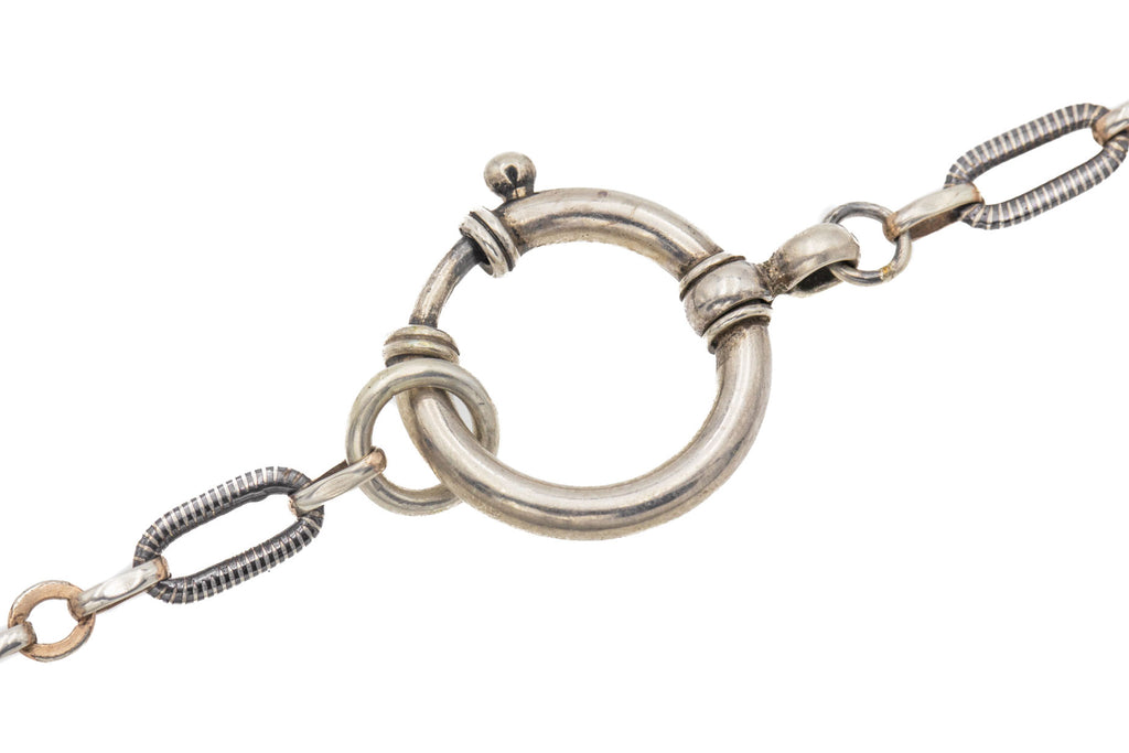 21" Antique Silver Niello Chain, Large Bolt Ring