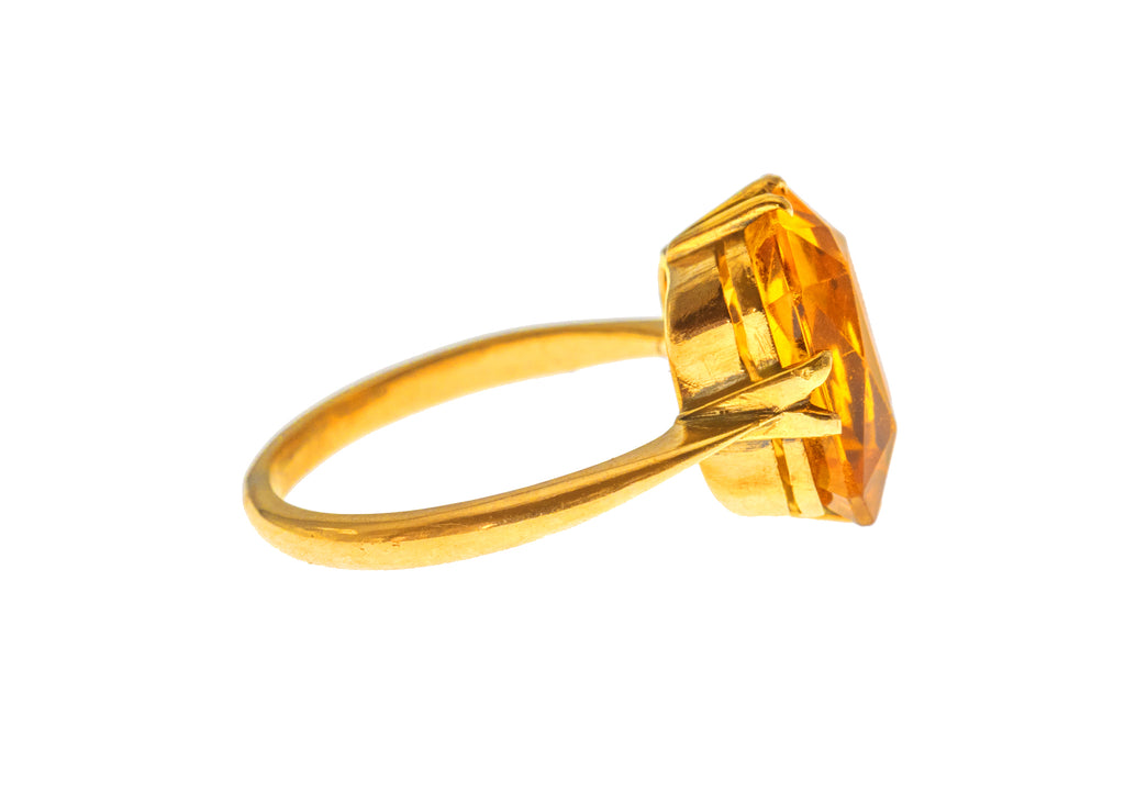 Art Deco 9ct Gold Citrine Ring, 4.40ct