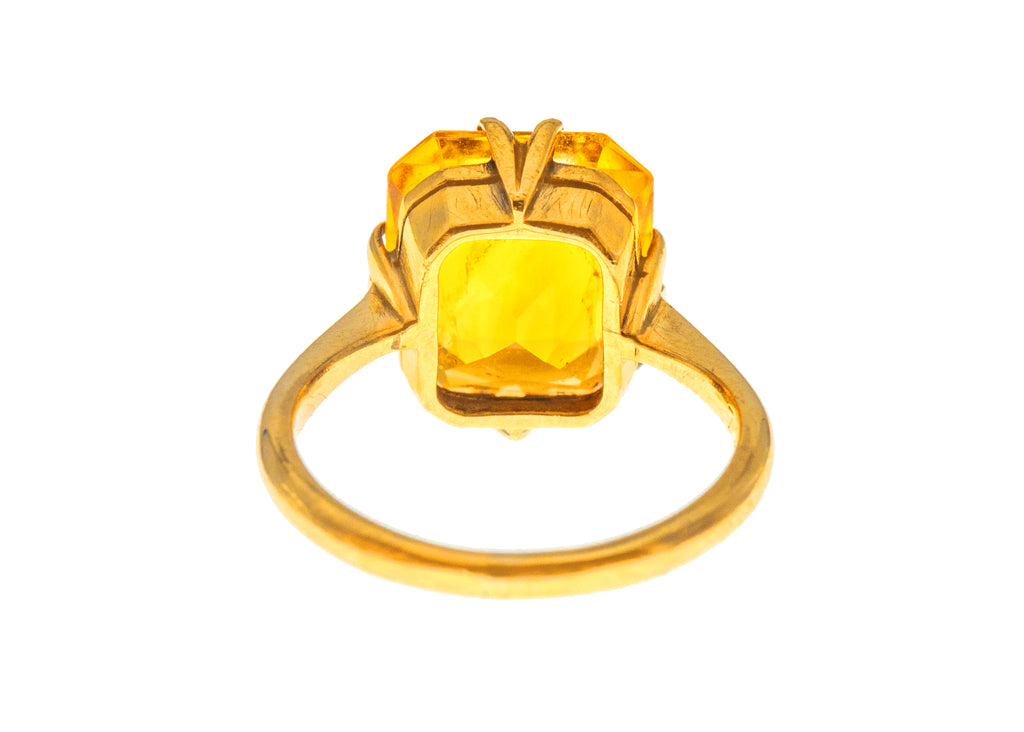 Art Deco 9ct Gold Citrine Ring, 4.40ct