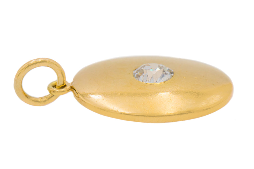 Art Deco 18ct Gold Diamond Pendant, 0.45ct