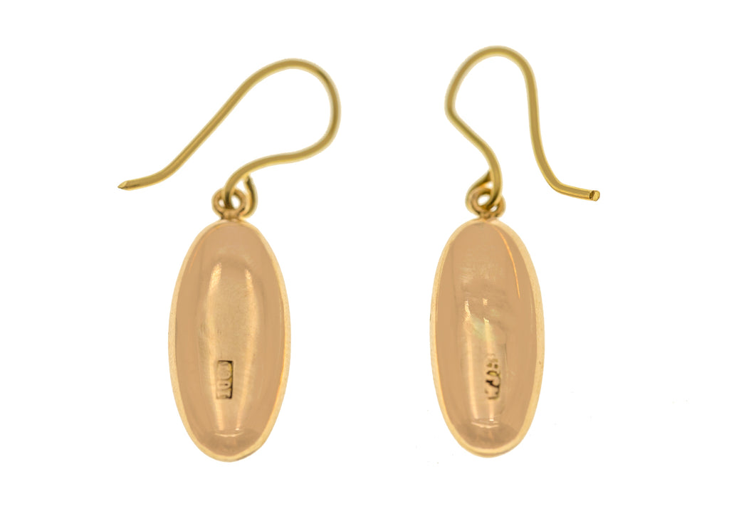 Antique 10ct Gold Engraved Oval Earrings