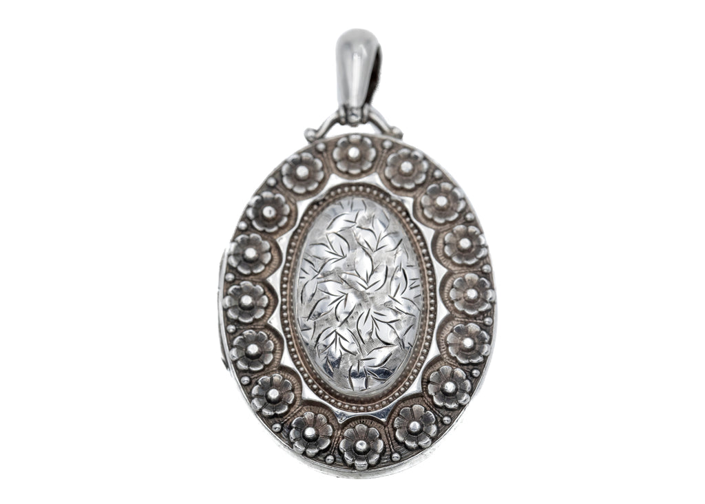 Victorian Aesthetic Silver Embossed Floral Locket