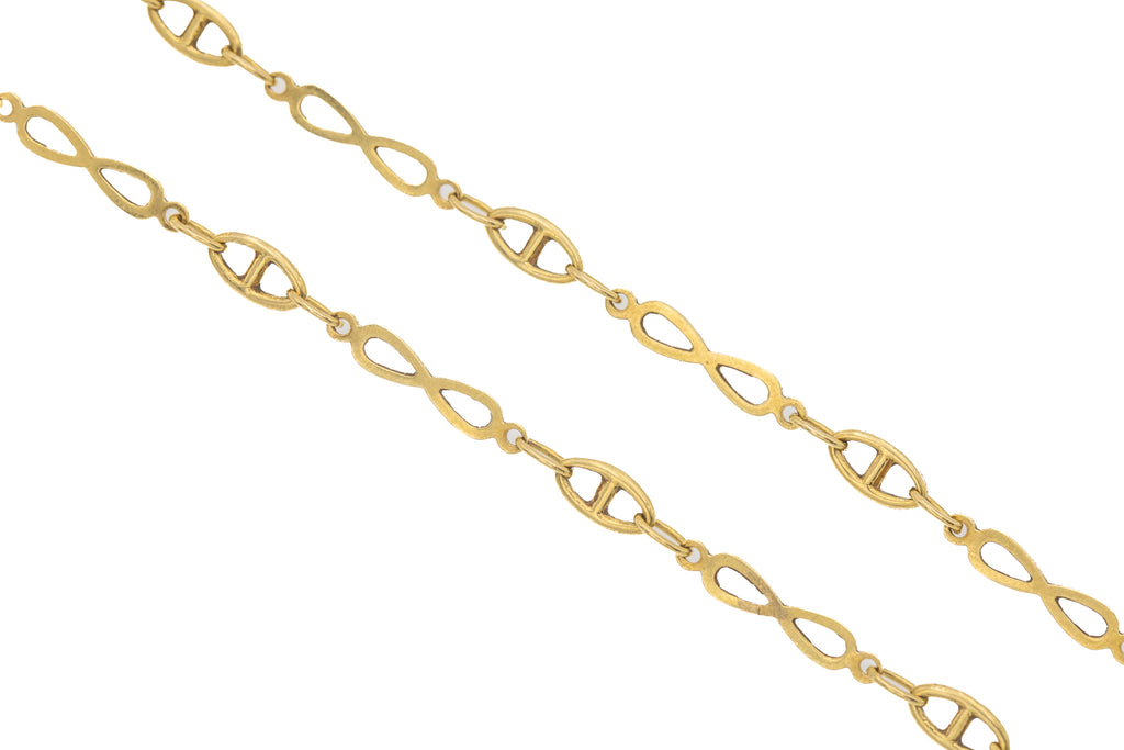 18" Art Deco 18ct Gold Fancy Link Chain, 7.4g