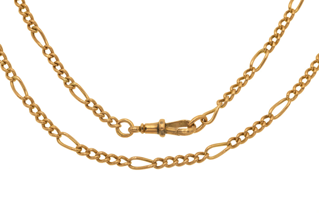 22.5" Antique 9ct Gold Figaro Chain, 8.6g