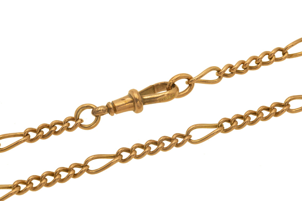 22.5" Antique 9ct Gold Figaro Chain, 8.6g