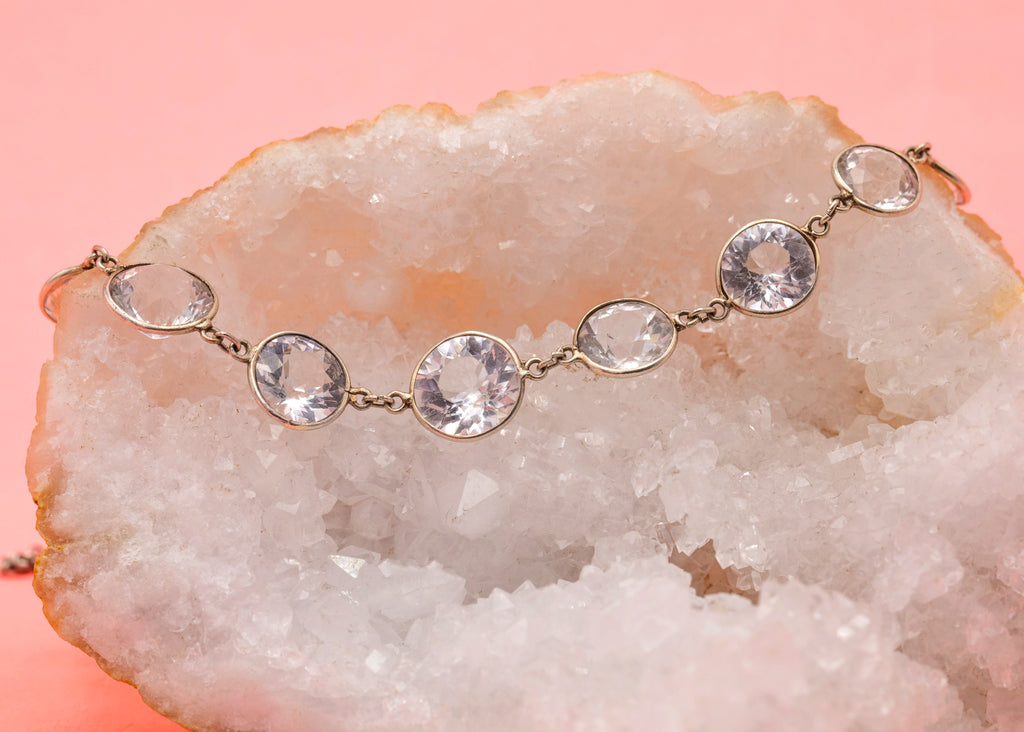 18" Art Deco Silver Rock Crystal Necklace, 35.25ct