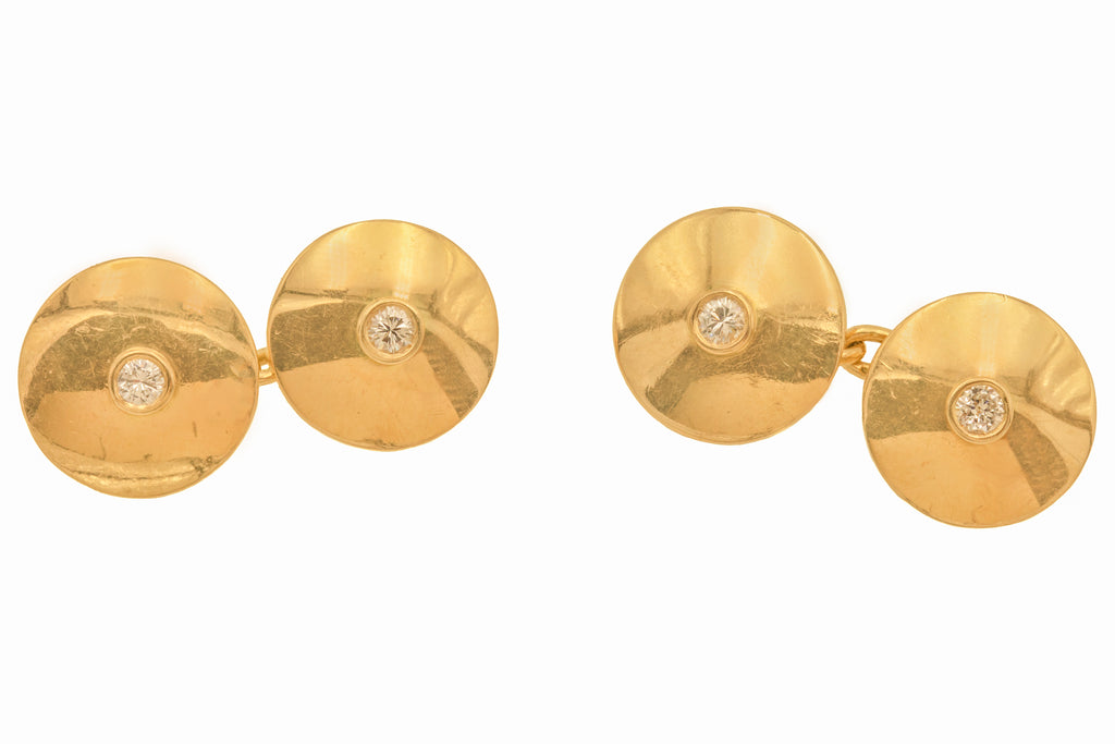 18ct Gold French 'Chaumet Paris' Diamond Cufflinks