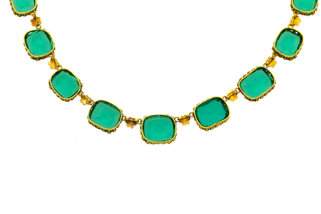 Georgian 18ct Gold Emerald Paste Riviere Necklace