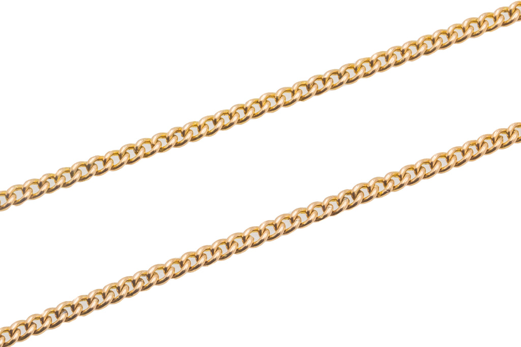 27" Antique 9ct Gold Curb Link Chain, Dog Clip (15.1g)