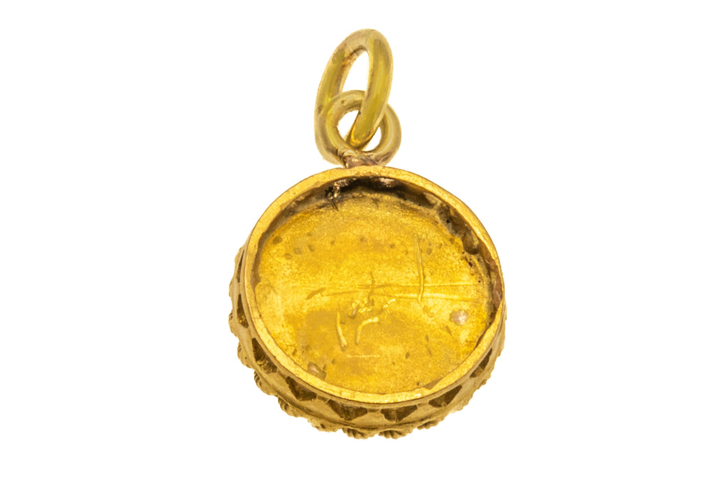 Antique 22ct Gold Rose-Cut Diamond Etruscan Charm