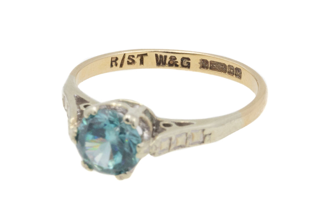 9ct Gold Blue Zircon Solitaire Ring, 1.20ct