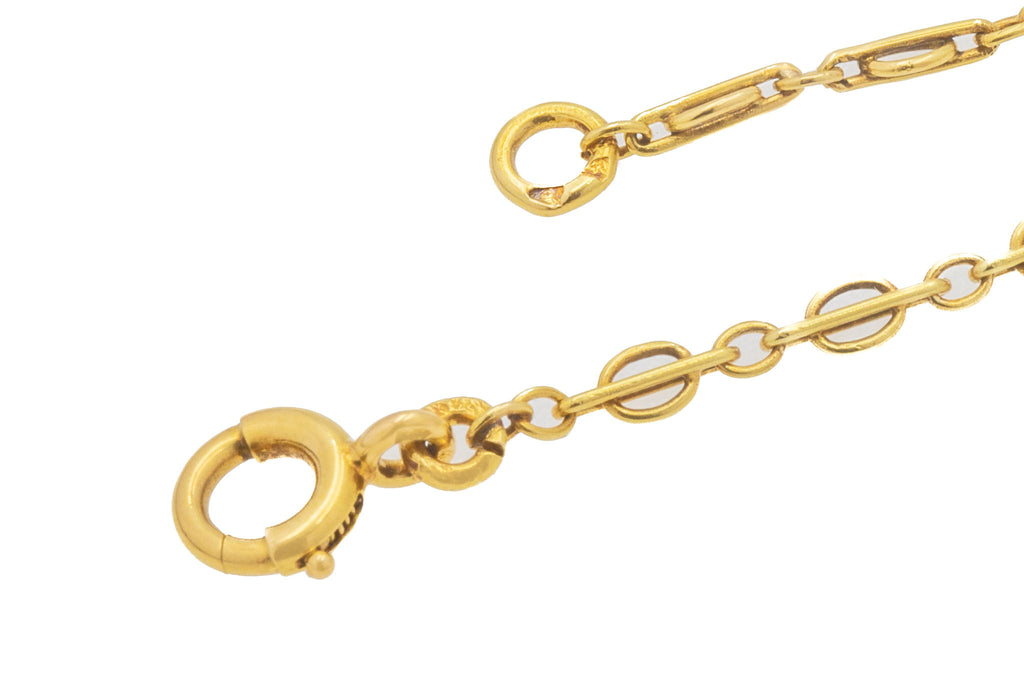 16" Art Nouveau French 18ct Gold Pearl Festoon Necklace, 9g