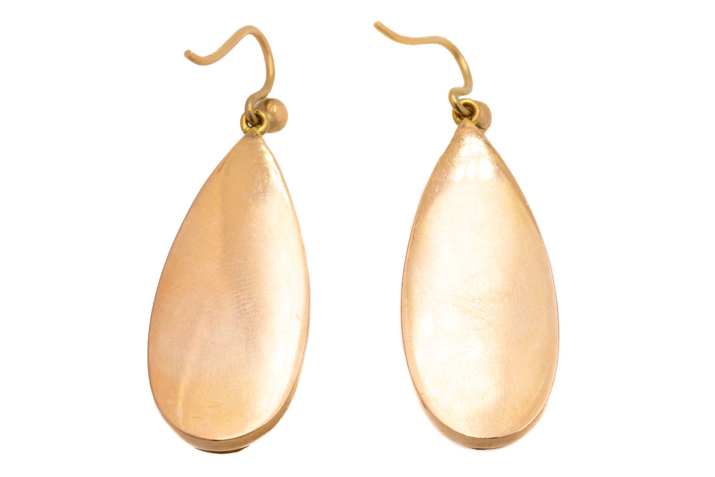 Art Deco 9ct Gold Butterscotch Amber Teardrop Earrings