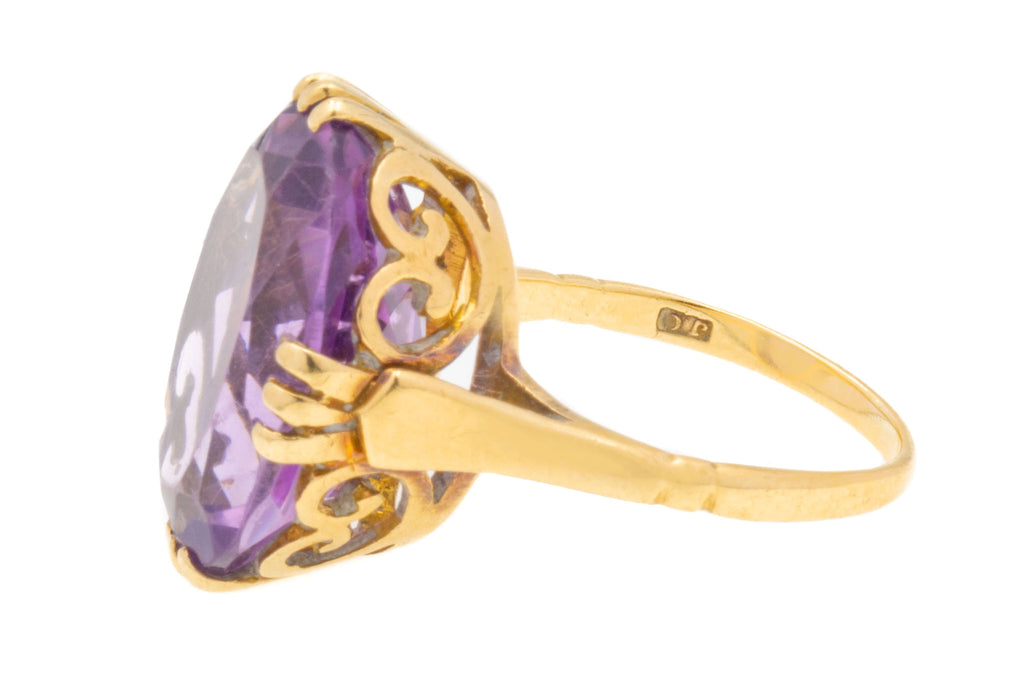 Large 9ct Gold Oval Amethyst Cocktail Ring, 9.90ct