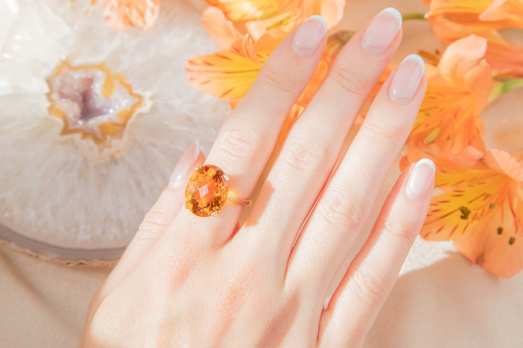 9ct Gold Rose-Cut Citrine Cocktail Ring, 7.75ct