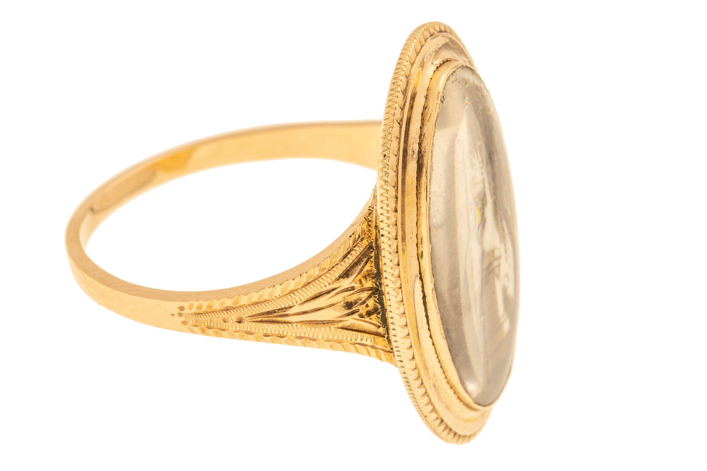 Georgian 9ct Gold Oval 'Weeping Willow' Mourning Ring