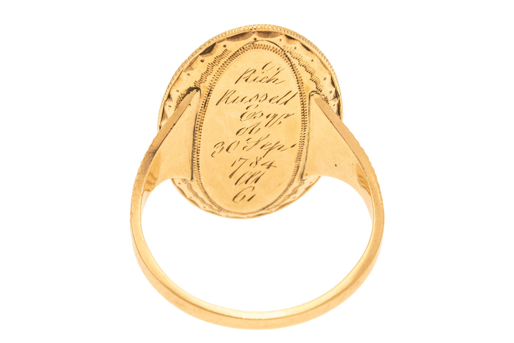 Georgian 9ct Gold Oval 'Weeping Willow' Mourning Ring