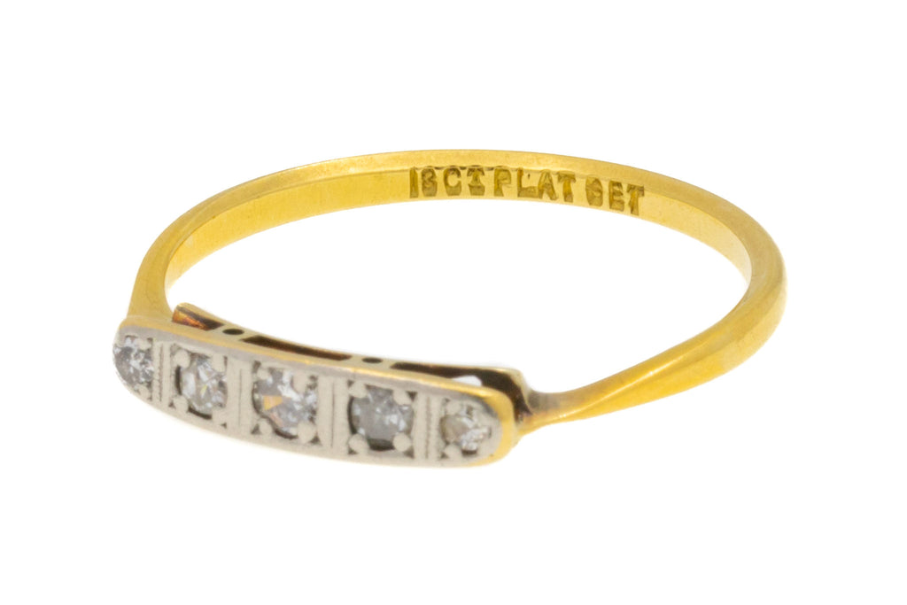 18ct Gold & Platinum Diamond Five Stone Ring