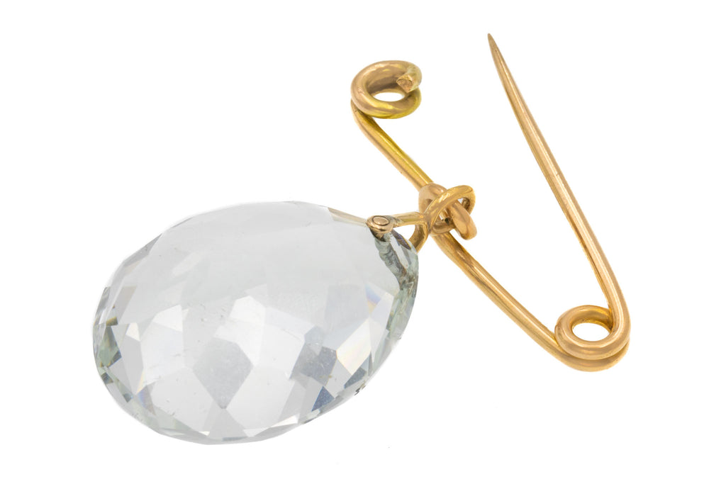 Antique 15ct Gold Stock Pin with Rock Crystal Pendant, 50.40ct